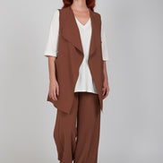 Panta Firenze crepe cady mocha con baschina