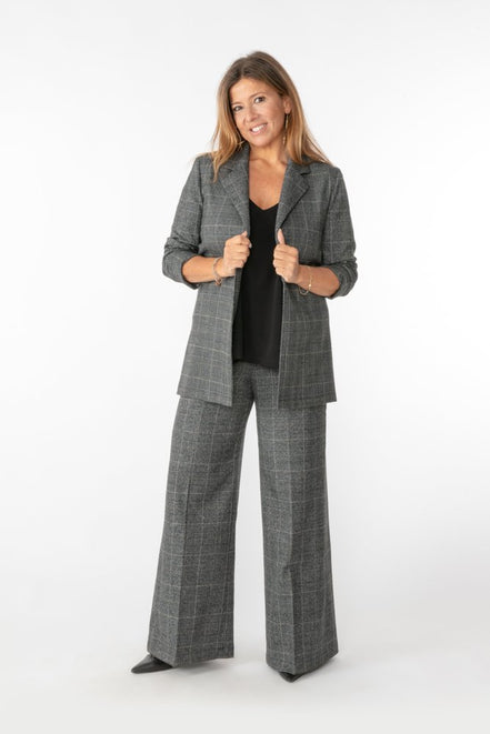 Panta Firenze principe di galles grigio lurex con baschina
