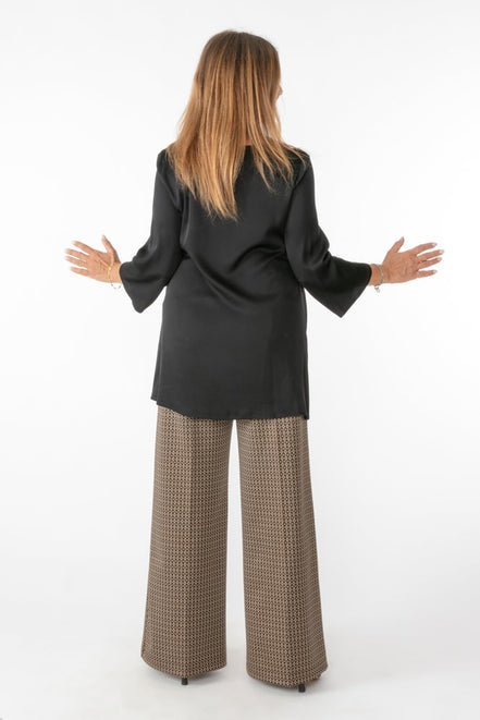 Panta Firenze jacquard marrone con baschina