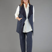 Gilet Barcelona gessato blu delavè