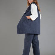 Gilet Barcelona gessato blu delavè