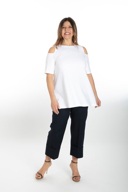 Panta Havana cotone navy con baschina