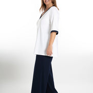 Napoli Top in White with Navy Trim
