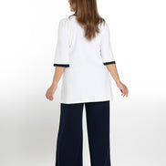 Napoli Top in White with Navy Trim