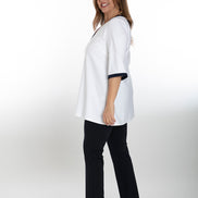 Napoli Top in White with Navy Trim