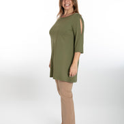 Panta Jackie cotone caffelatte con baschina
