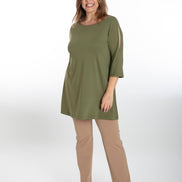 Panta Jackie cotone caffelatte con baschina