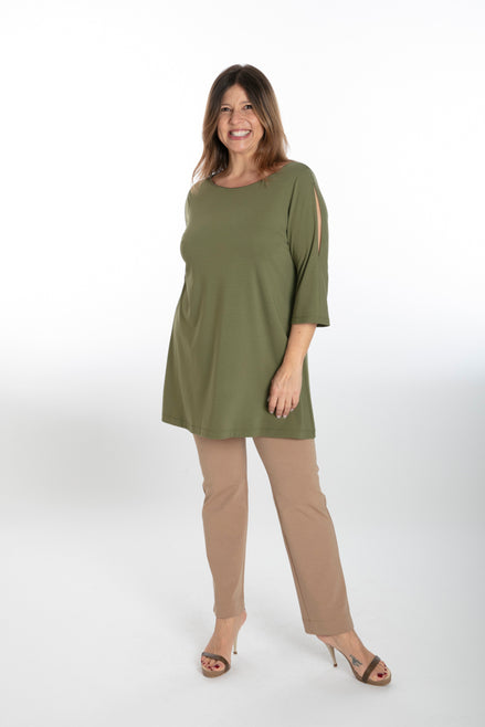 Panta Jackie cotone caffelatte con baschina