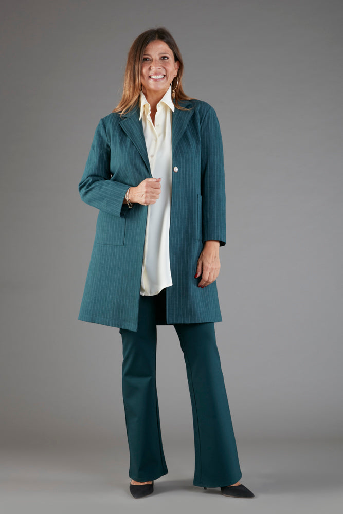 Procida Jacket in Green Pinstripe