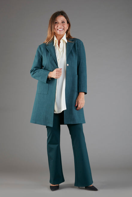 Procida Jacket in Green Pinstripe