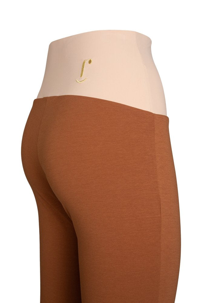 Audrey Trousers in Tan Cotton with Baschina Waistband