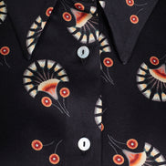 Camicia donna Milano over in satin di viscosa stampa nera