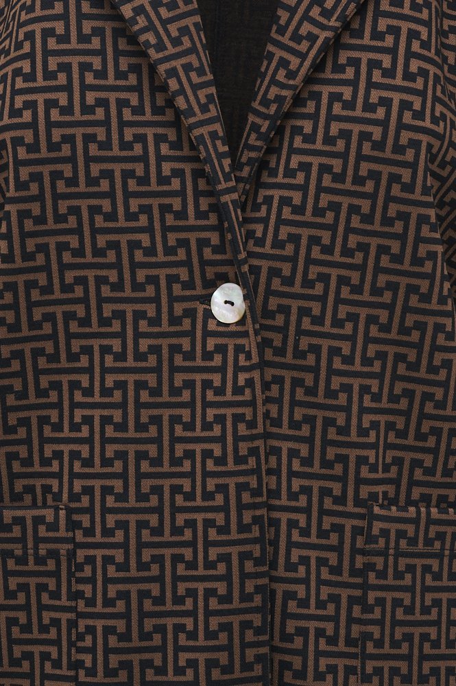 Giacca lunga donna Procida stampa optical mocha nero