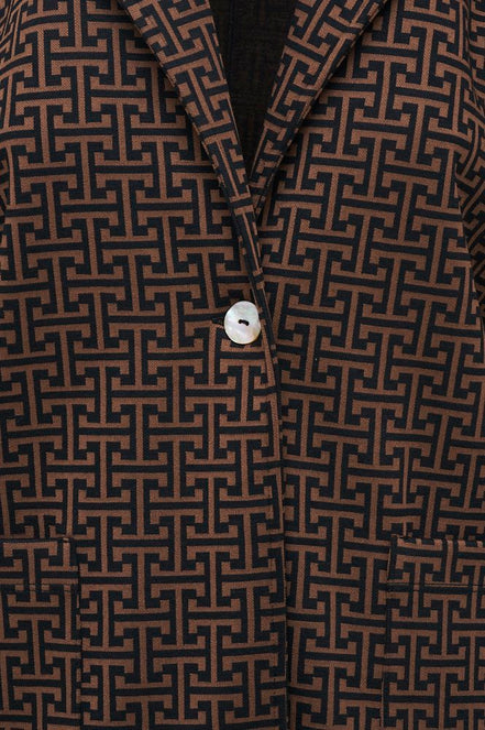 Giacca lunga donna Procida stampa optical mocha nero