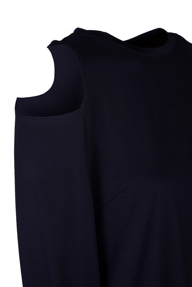 Maglia in jersey Ischia manica lunga blu con oblò
