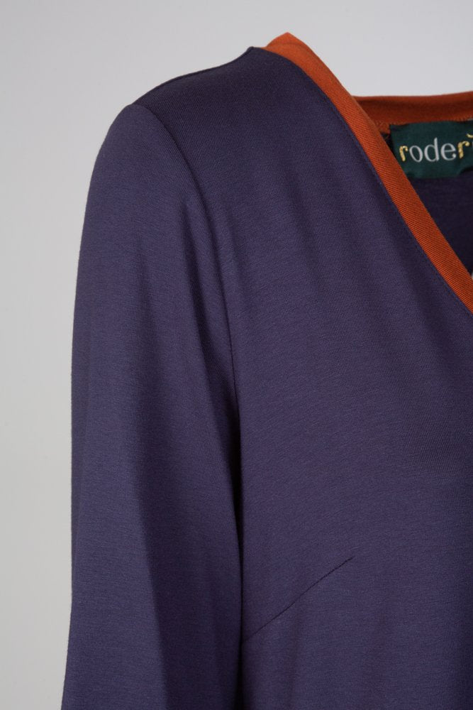 Maglia Napoli maglina blu con bordo cannella