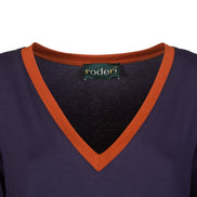 Maglia Napoli maglina blu con bordo cannella