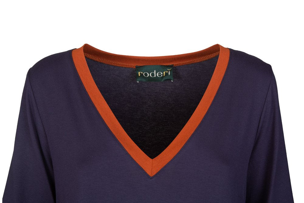 Maglia Napoli maglina blu con bordo cannella