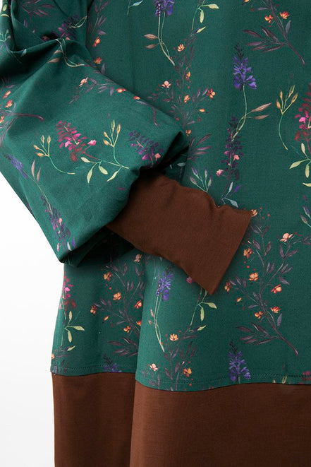 Camicia Paris fantasia fiori fondo verde