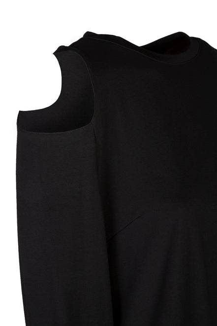 Maglia donna nera manica lunga con scollo all’americana Ischia