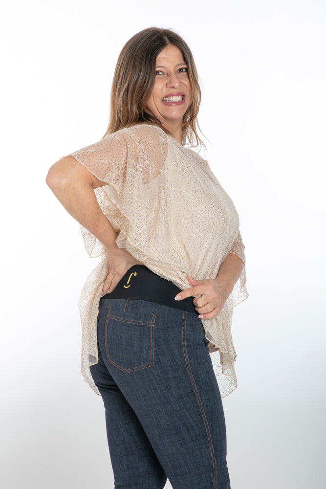 Jeans flare caviglia punto milano cotone jeans
