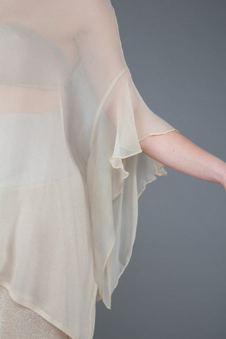 Capri Top in Beige Silk Chiffon