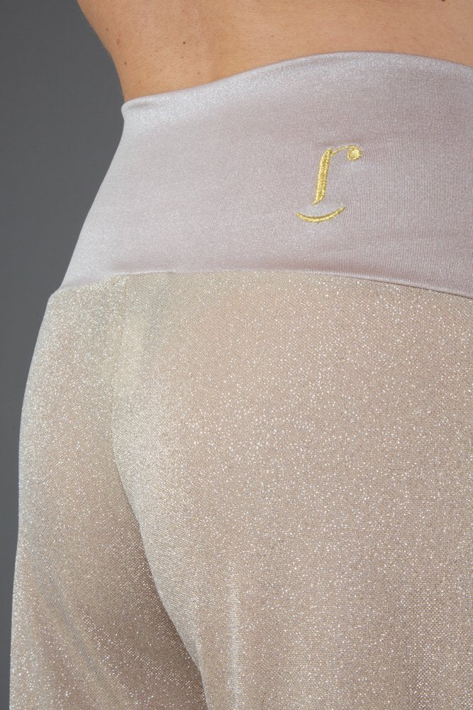 Panta Firenze glitter panna e platino con baschina