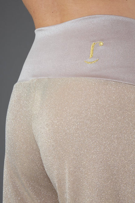 Panta Firenze glitter panna e platino con baschina