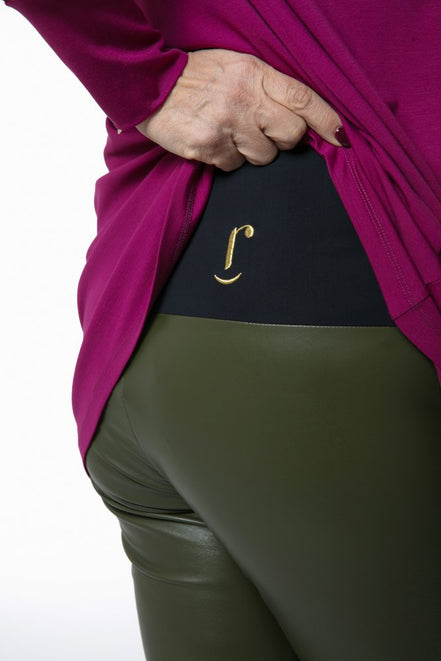 Panta NY ecopelle verde militare con baschina