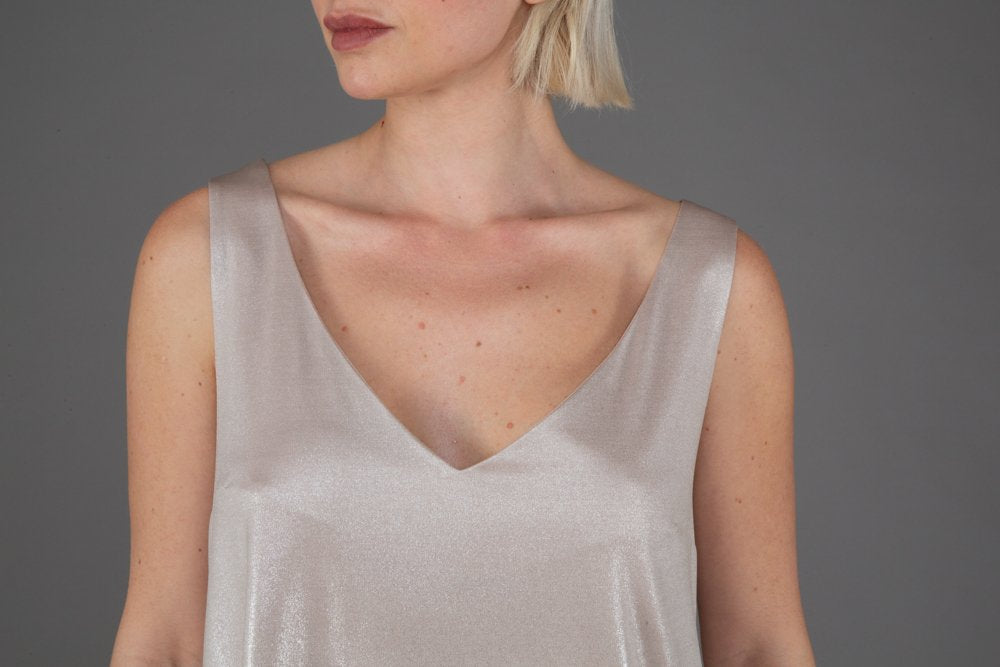 Top Paros Jersey lurex platino