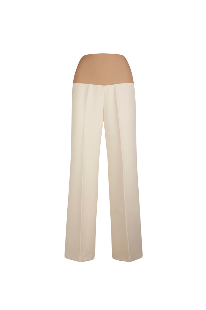 Panta Firenze crepe cady avorio con baschina
