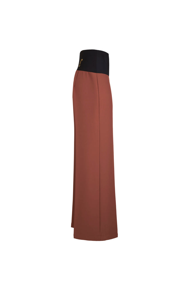 Panta Firenze crepe cady mocha con baschina