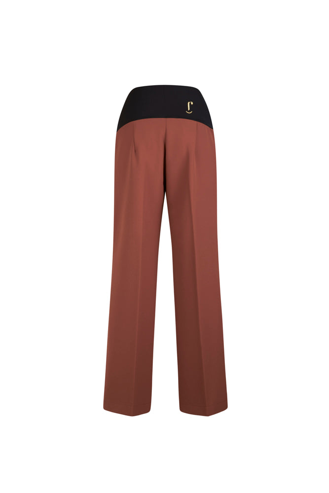 Panta Firenze crepe cady mocha con baschina