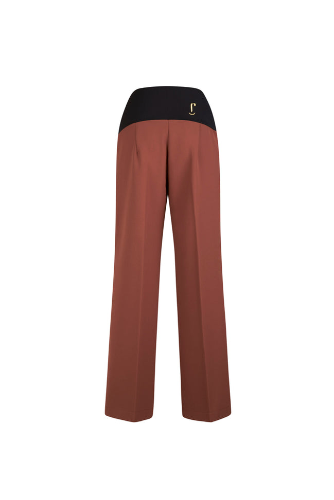 Panta Firenze crepe cady mocha con baschina