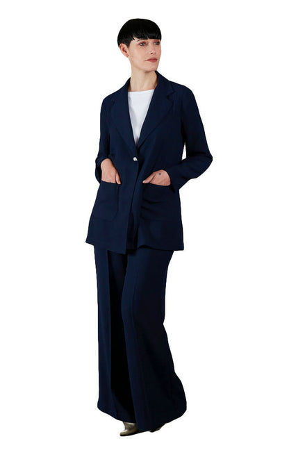 Blazer Berlin in crepe satin blu