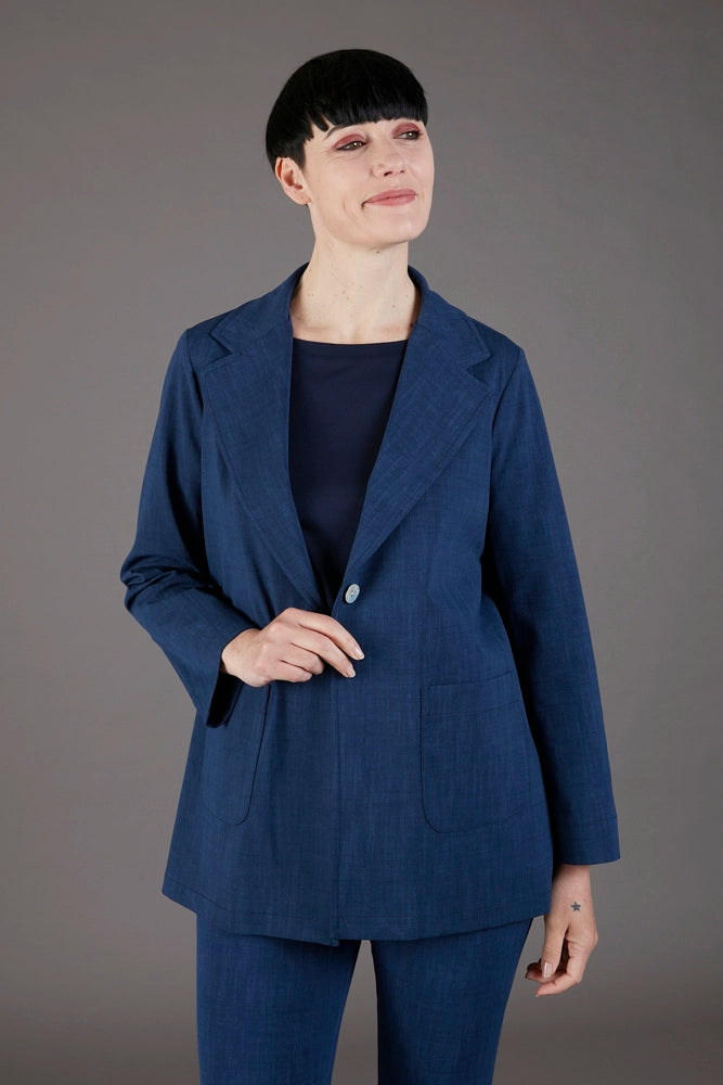 Blazer Berlin punto milano cotone blu chiaro delavè