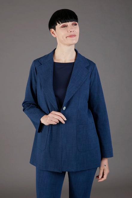Blazer Berlin punto milano cotone blu chiaro delavè
