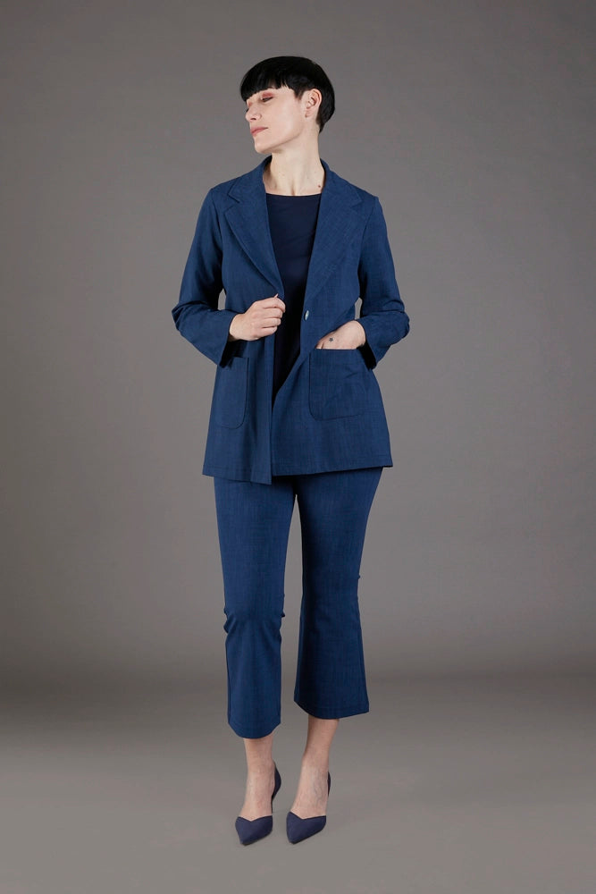 Blazer Berlin punto milano cotone blu chiaro delavè