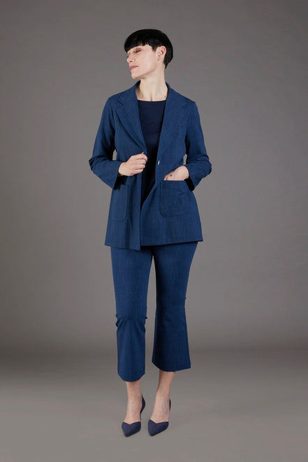 Blazer Berlin punto milano cotone blu chiaro delavè