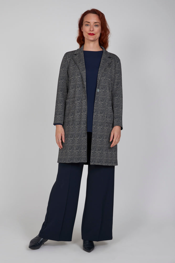 Panta Firenze crepe cady blu con baschina