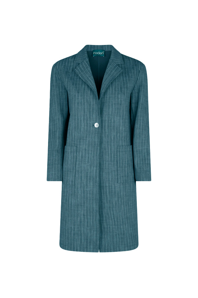 Procida Jacket in Green Pinstripe
