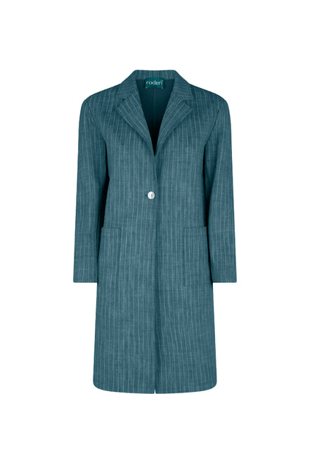 Procida Jacket in Green Pinstripe