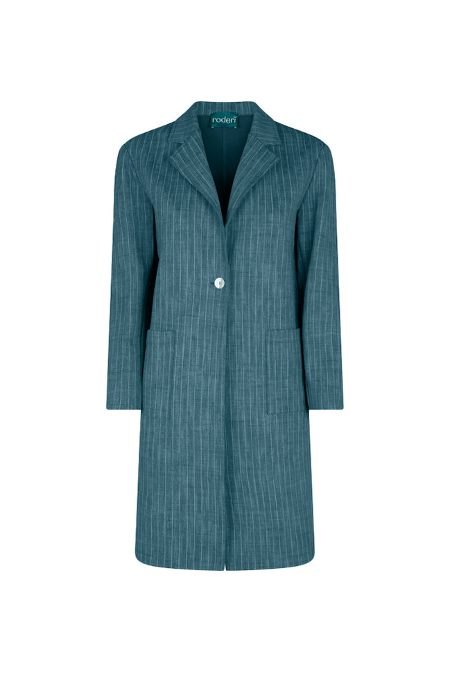 Procida Jacket in Green Pinstripe