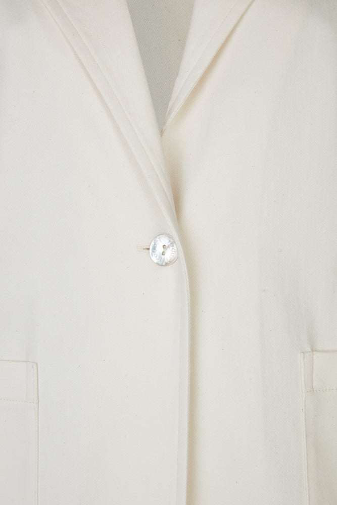 Procida Long Jacket in White Denim