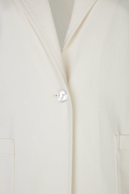 Procida Long Jacket in White Denim