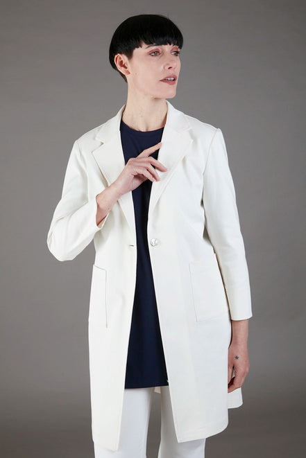 Procida Long Jacket in White Denim