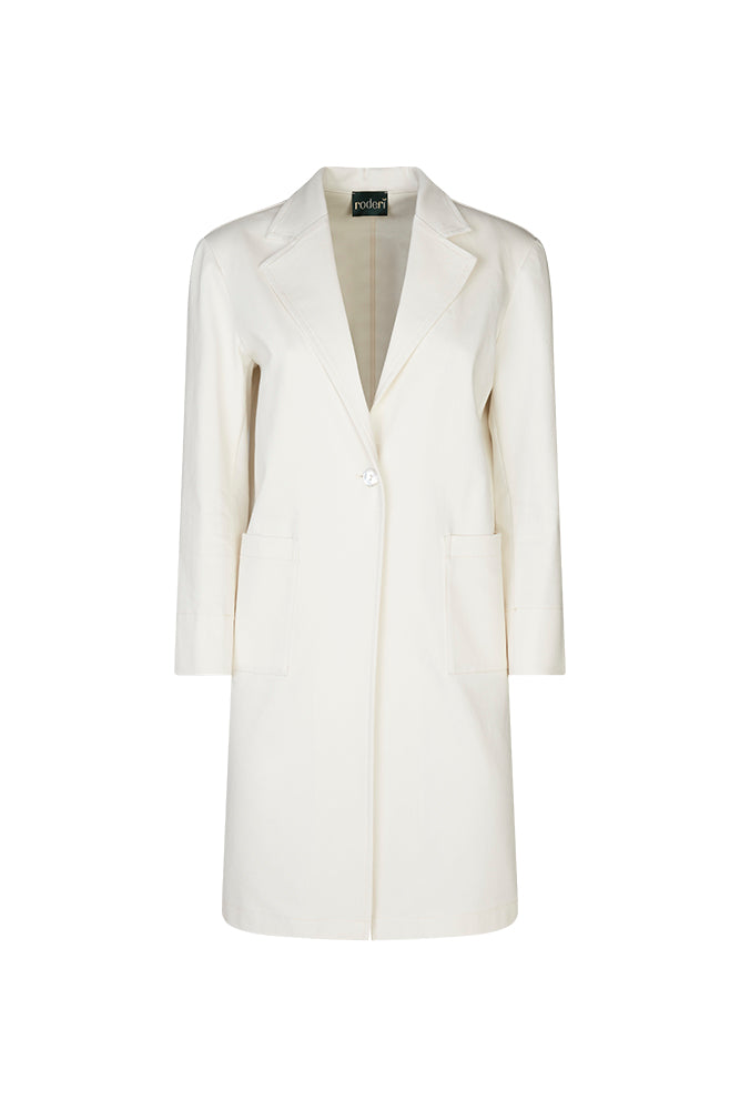Procida Long Jacket in White Denim