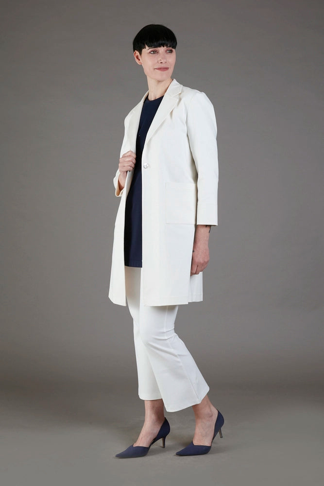 Procida Long Jacket in White Denim