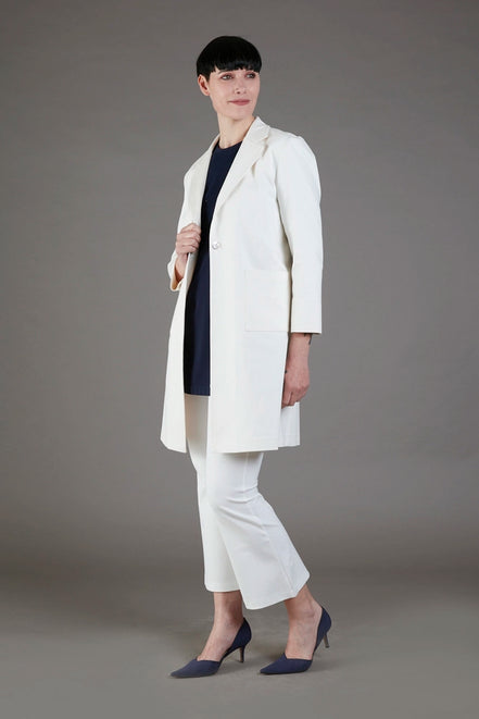Procida Long Jacket in White Denim