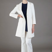 Procida Long Jacket in White Denim